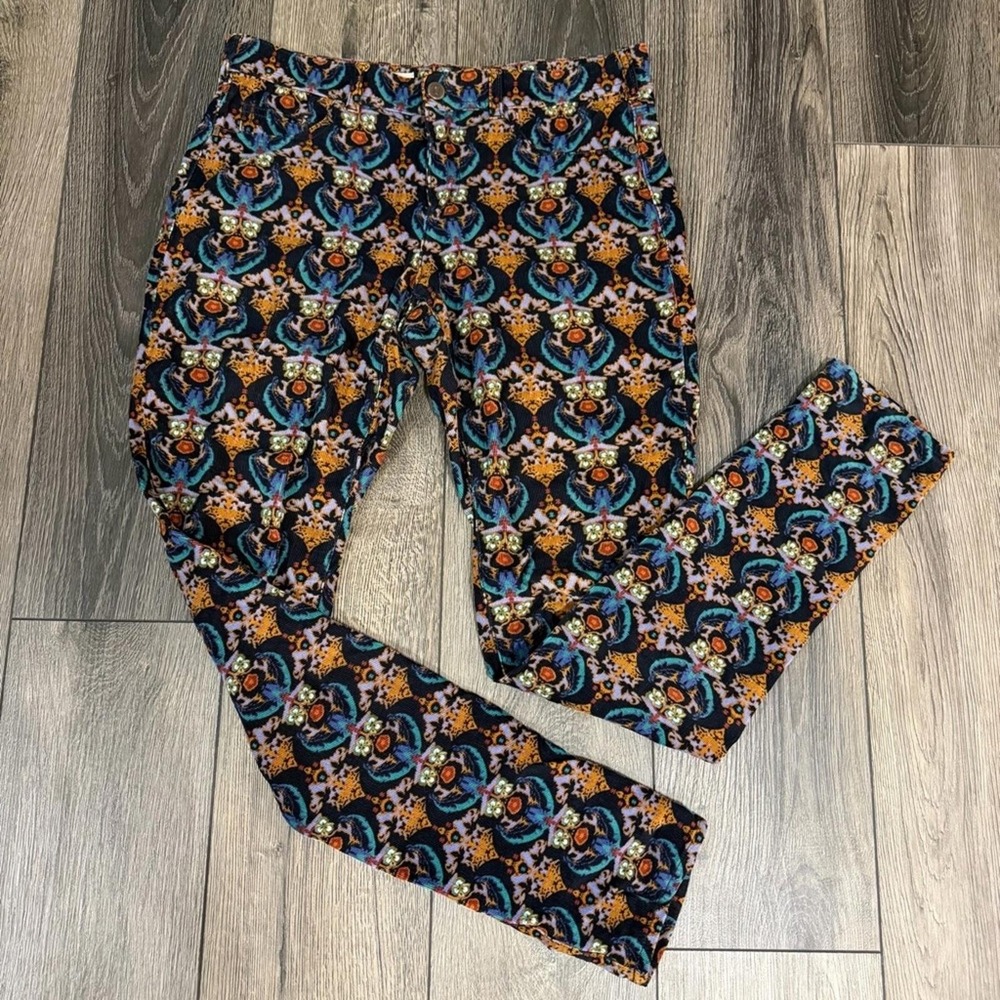 Pilcro and the Letterpress Corduroy Slim‎ Pants Multicolor 27 Anthropologie Boho
